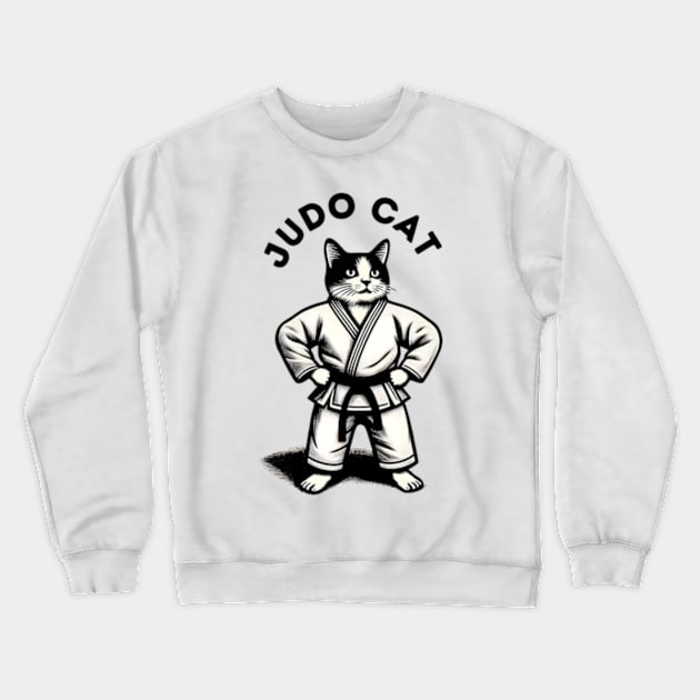 Judo Cat Crewneck Sweatshirt by Desert Owl Designs